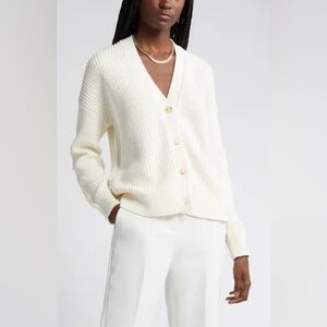 ✨ Nordstrom Ribbed Organic Cotton & Merino Wool Cardigan – Women’s Medium ✨